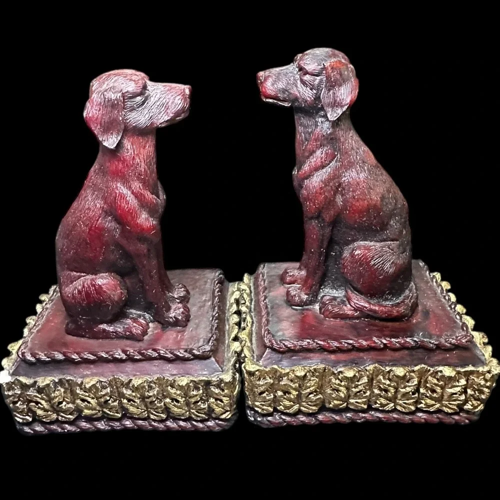 Retriever Book Ends Carved Pair 
